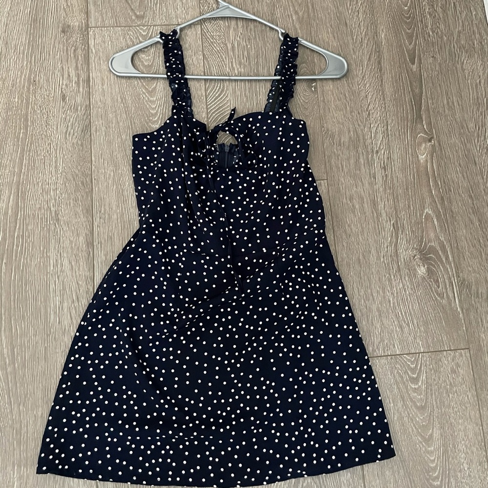 Navy Blue Polka Dot Mini Dress Size S